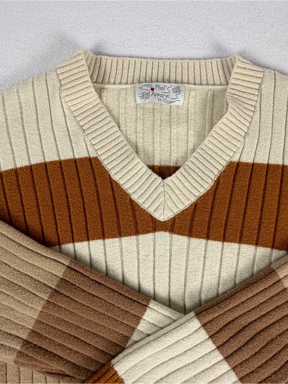 Earth Tone Cabincore Cozy Ribbed V-Neck Sweater